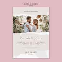 Free PSD flat design wedding template