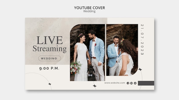 PSD gratuito modello di matrimonio design piatto