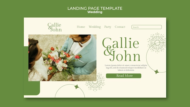 Free PSD flat design wedding template