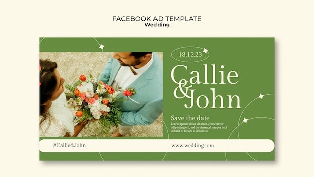 Free PSD flat design wedding template