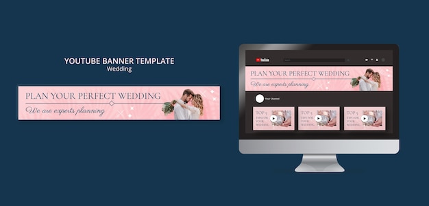 無料PSD フラットなデザインの結婚式のテンプレート