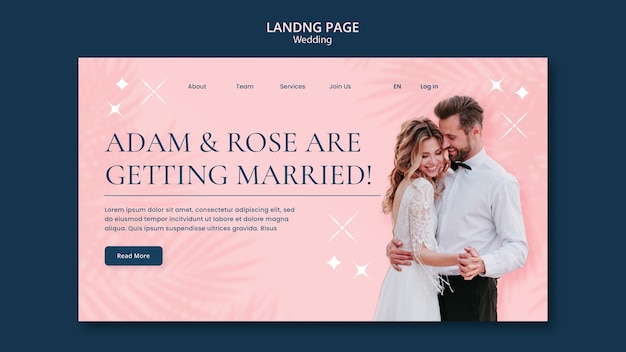 Free PSD flat design wedding template