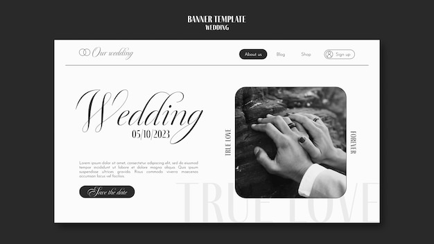 無料PSD フラットなデザインの結婚式のテンプレート