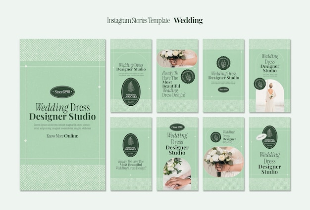 Free PSD flat design wedding template