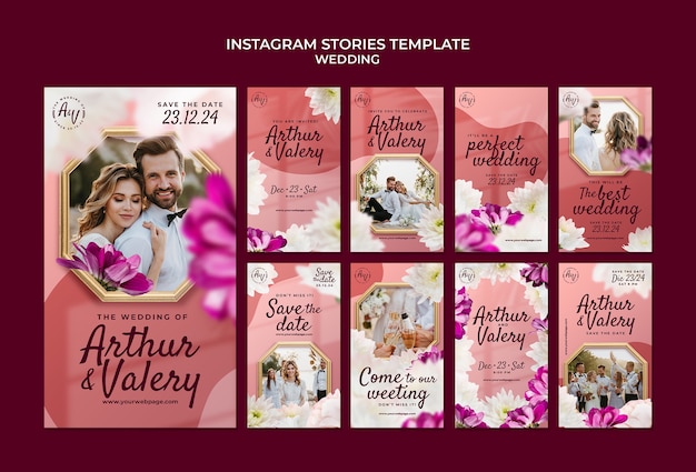 Free PSD flat design wedding template