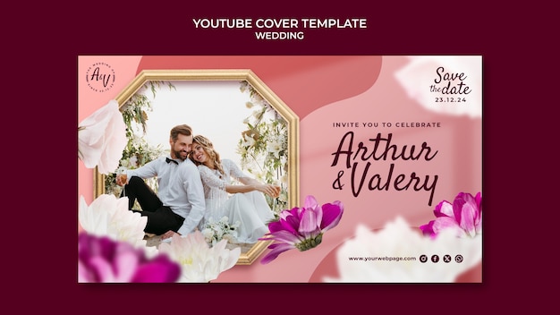 Free PSD flat design wedding template