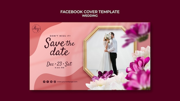 Free PSD flat design wedding template