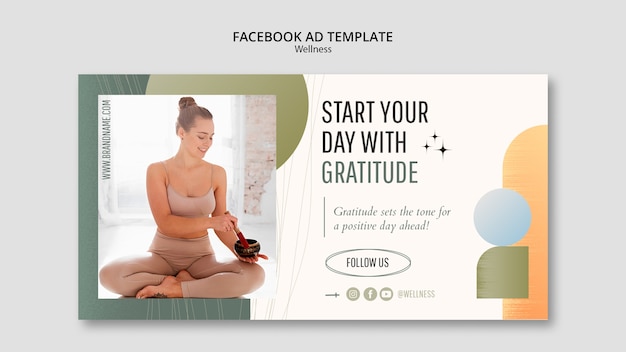Free PSD flat design wellness concept facebook template
