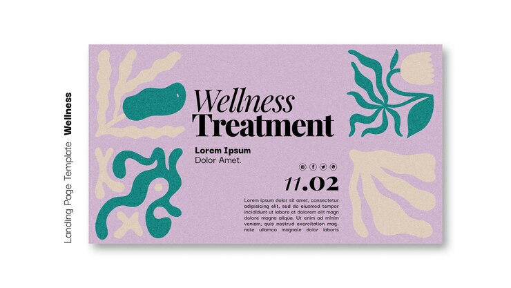 Free PSD flat design wellness concept landing page