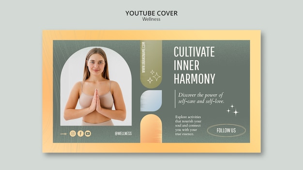 Free PSD flat design wellness concept youtube cover