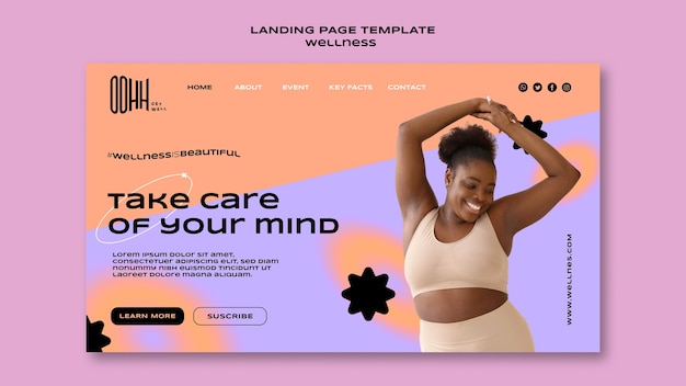 Free PSD flat design wellness template