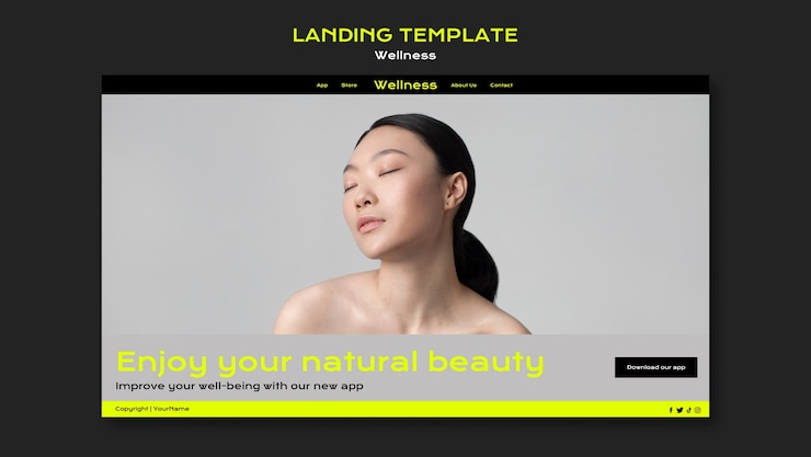 無料PSD フラットなデザインのウェルネス テンプレート