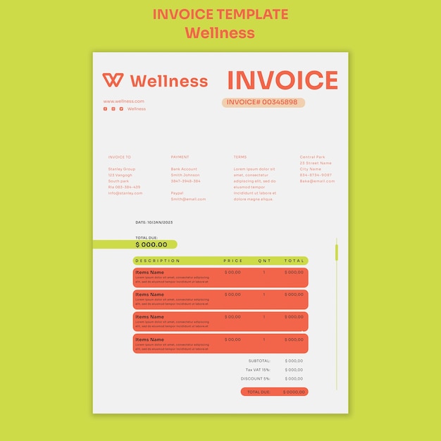 Free PSD flat design wellness template