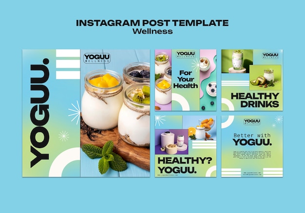 Free PSD flat design wellness template