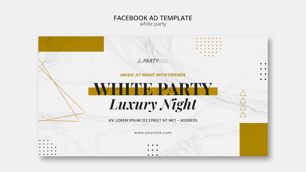 Flat design white party facebook ad template