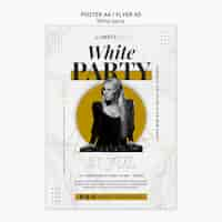 Free PSD flat design white party poster template