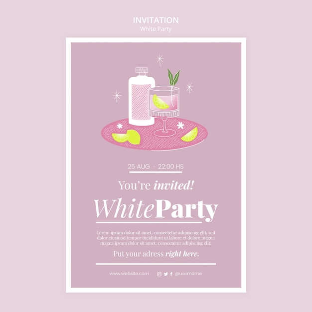 Бесплатный PSD Шаблон белой вечеринки в плоском дизайне