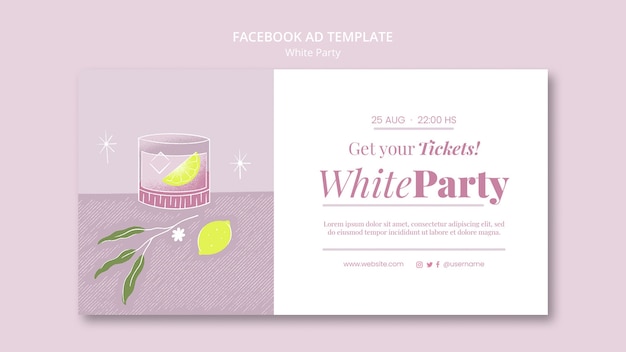 PSD gratuito modello di festa bianco design piatto