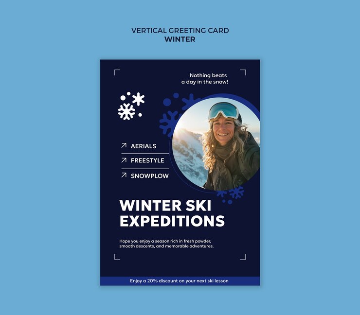 Free PSD flat design winter sale template