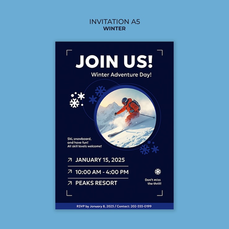 Free PSD flat design winter sale template