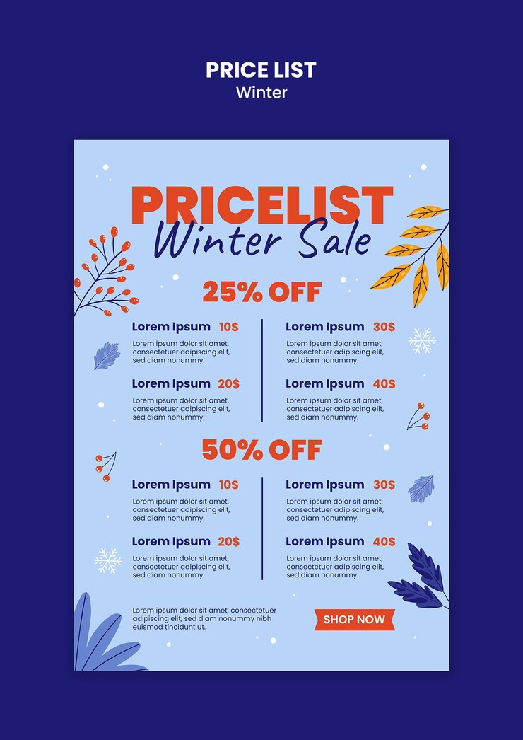 無料PSD フラットデザイン 冬の販売テンプレート