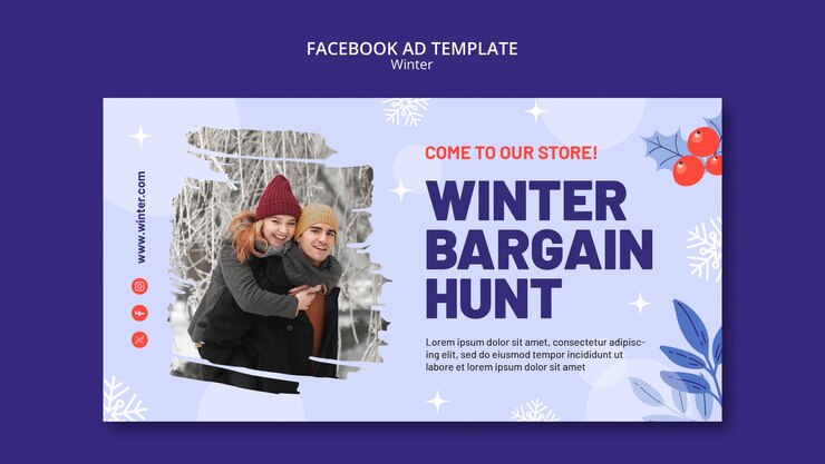 無料PSD フラットなデザインの冬のシーズンの facebook テンプレート