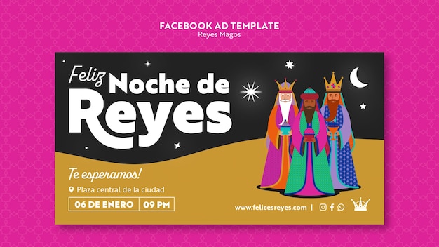 Free PSD flat design the wise men facebook template