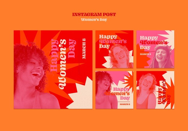 Flat design women's day instagram posts