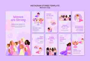 PSD gratuito storie di instagram per la festa della donna dal design piatto