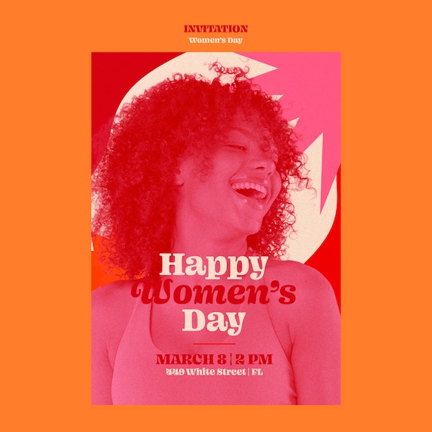 Flat design women's day invitation template