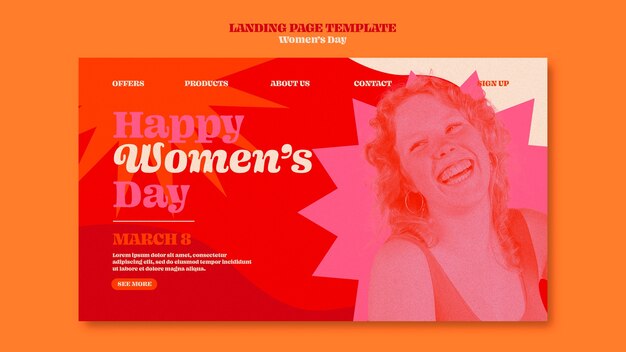 Flat design women's day landing page template