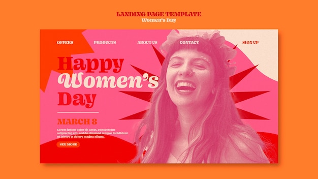 Flat design women's day landing page