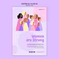 PSD gratuito modello di poster per la festa della donna dal design piatto