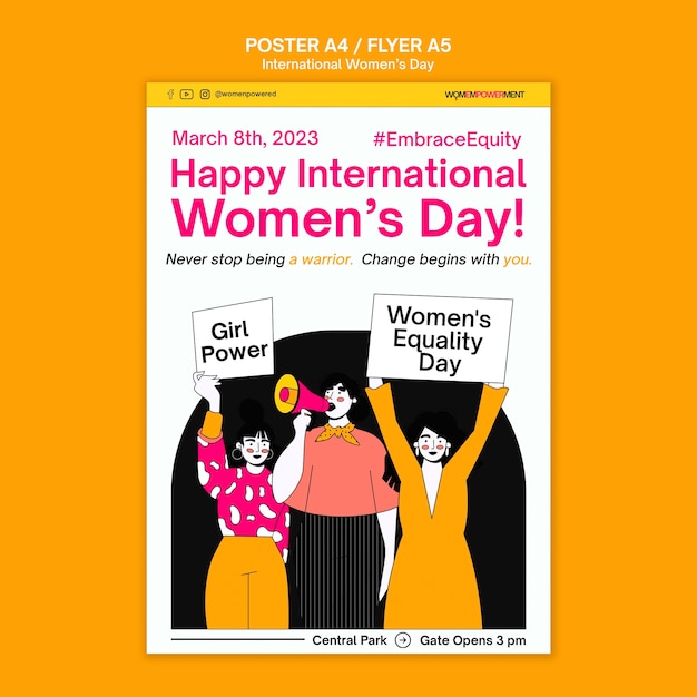 Flat design women's day poster template