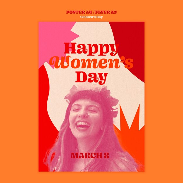 Flat design women's day poster template