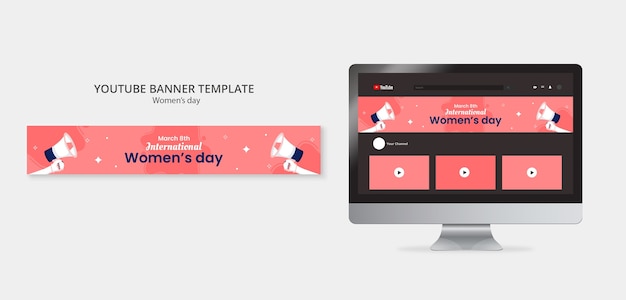 Free PSD flat design women's day template