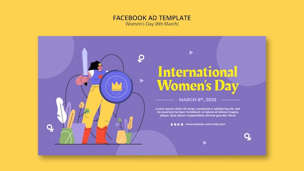 Free PSD flat design women's day template