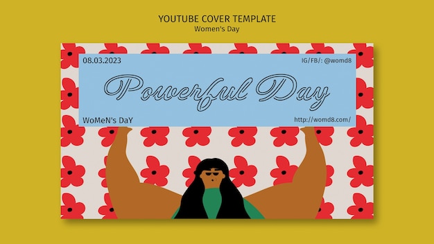 PSD gratuito copertina youtube per la festa della donna dal design piatto