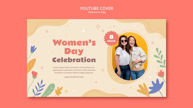 Free PSD flat design women's day youtube cover