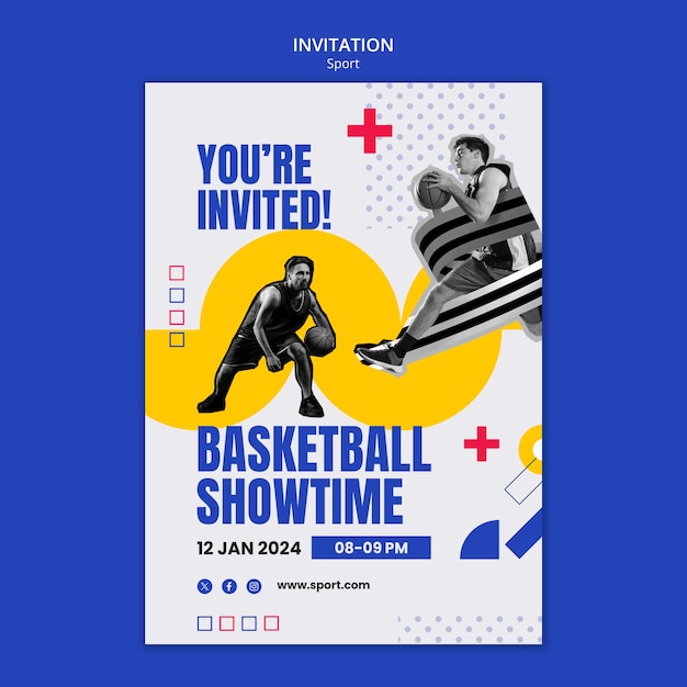 Free PSD flat design workout invitation template