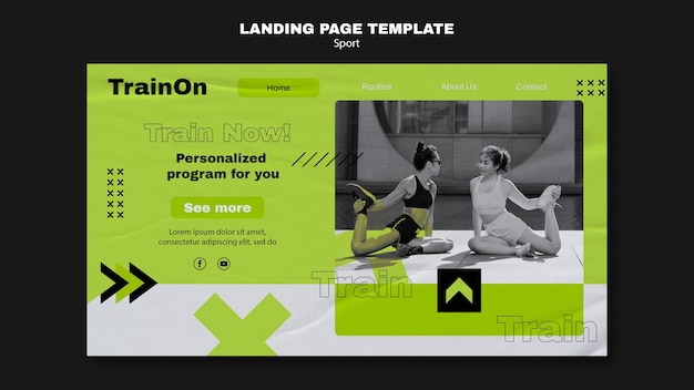 Flat design workout landing page template