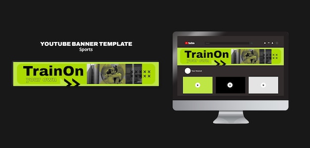 Free PSD flat design workout youtube banner template