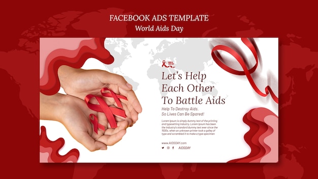 Flat design world aids day facebook template