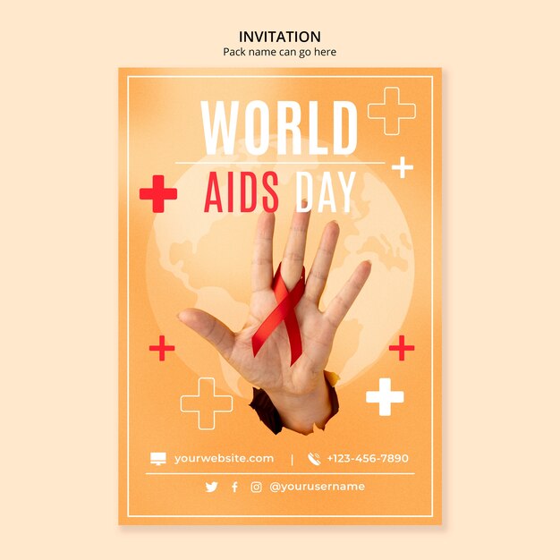 Free PSD Flat design world aids day poster template