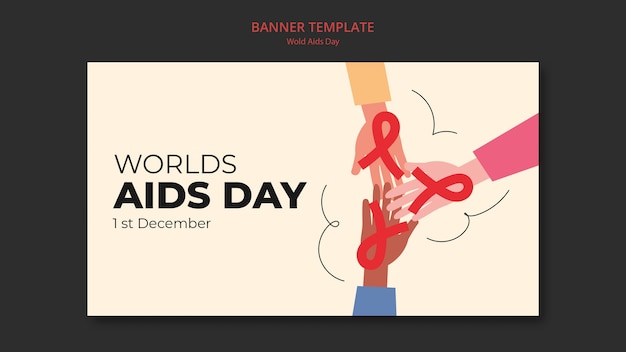 Flat design world aids day template