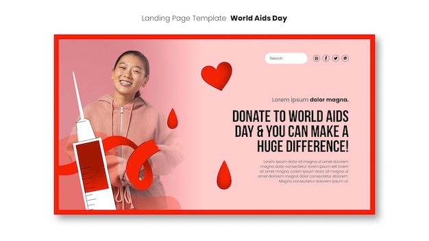 Free PSD flat design world aids day template