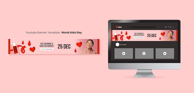 Free PSD flat design world aids day template