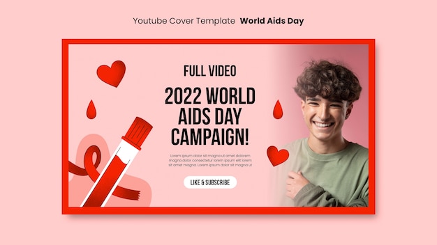 Free PSD flat design world aids day template