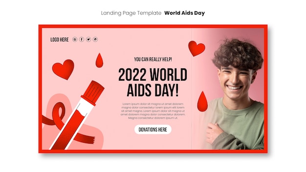 Free PSD flat design world aids day template