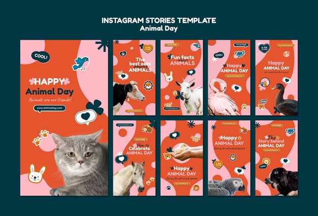 Free PSD flat design world animal day template